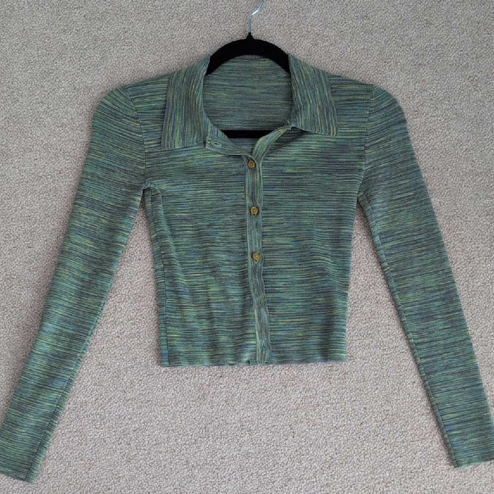 Aritzia Sunday Best Marl Green Button Up Cardigan XXS